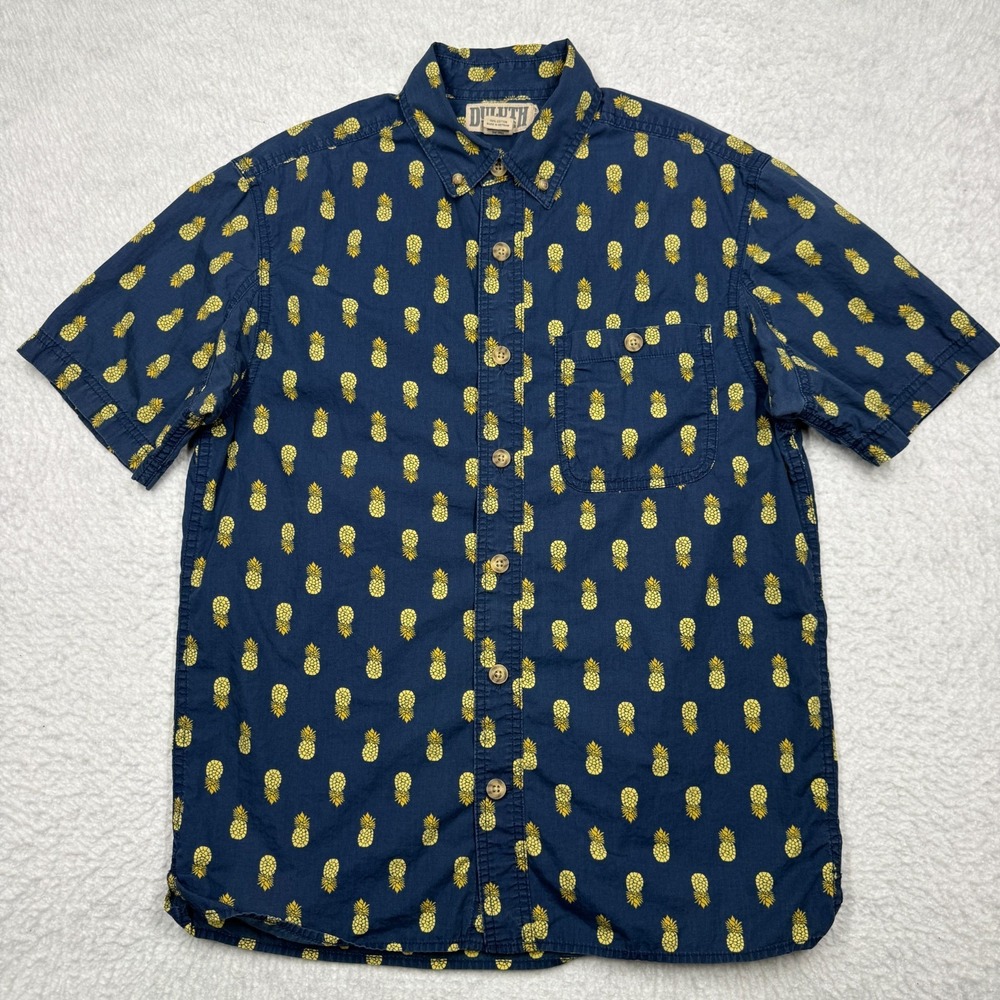 Duluth Trading Relaxed Fit Pineapple Print Button Down Shirt Men's Size Small